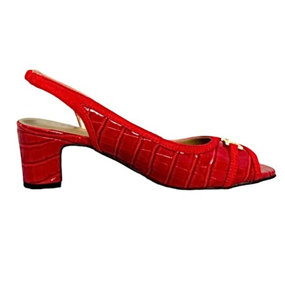 KAREN SCOTT JERRICCA Women's Slingback Block Heels Dress Sandals Red Croc - Picture 3 of 9